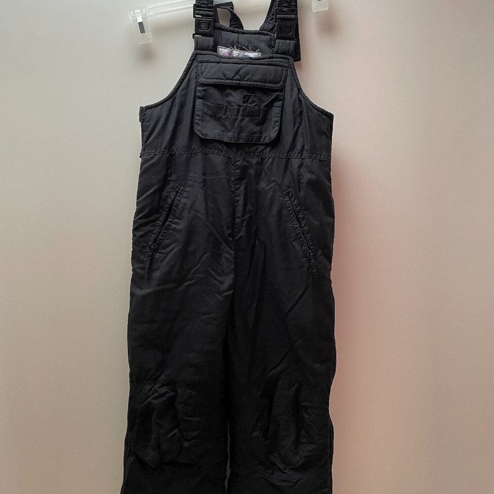 PANT, INSULATED WATERPROOF WINTER SNOW SKI BIBS OVERALLS, BLACK, GIRL'S